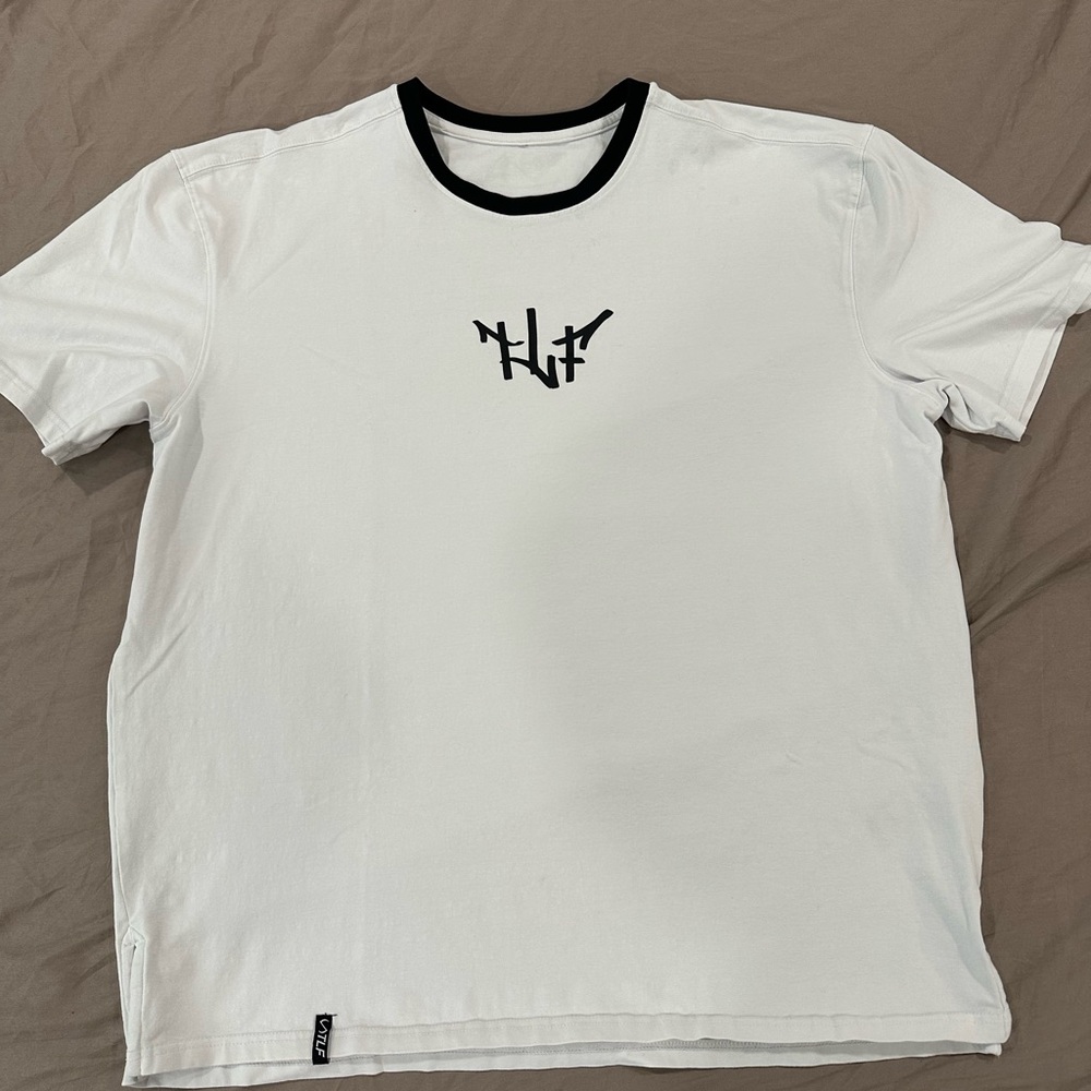 White Tee with Black Graphic